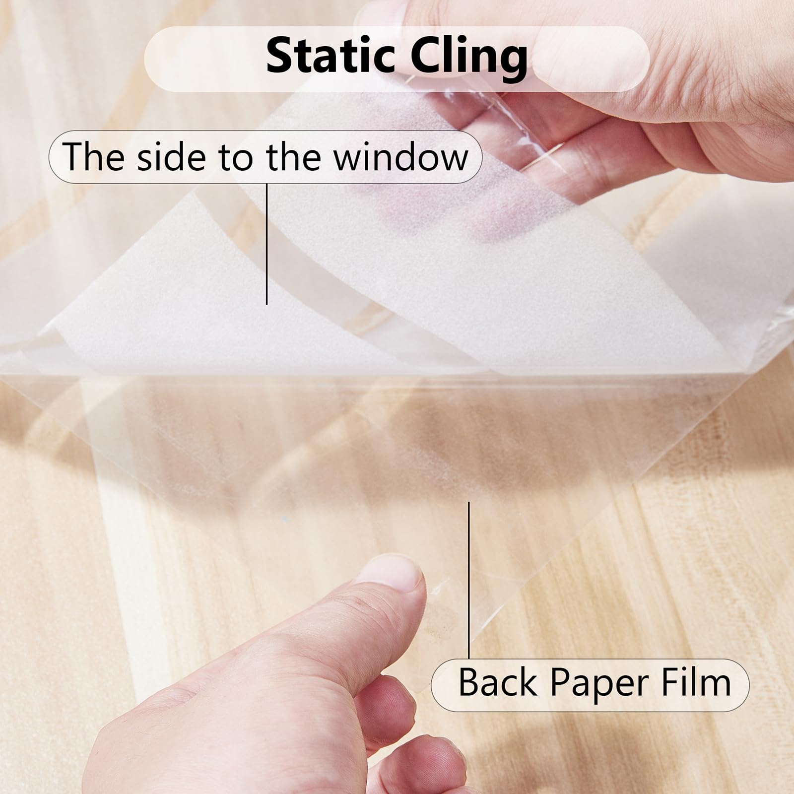 Donox Película de privacidad para ventana, película de vidrio esmerilada estática no adhesiva, hermoso patrón de onda simple para oficina en casa, 35.4 pulgadas x 6.5 pies