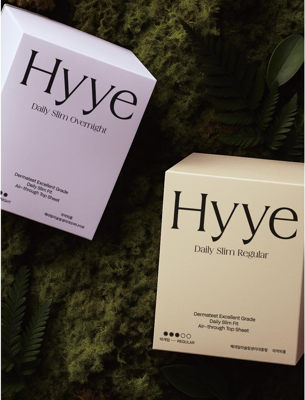 Hyye Ultra Thin Daily Sanitary Pads with Wings, High Absorbency, Air Flow Cotton Soft Touch Cover for Sensitive Skin, Unscented, Made in Korea (Regular, 16 Count)