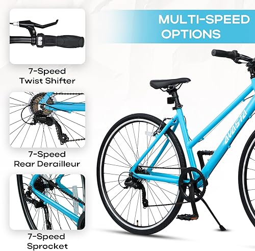 Miniatura 4 de AVASTA Populus 700C Bicicleta de carretera para mujeres con pata de cabra, marco de aleación de aluminio ligero de paso bajo de 15 17 pulgadas,