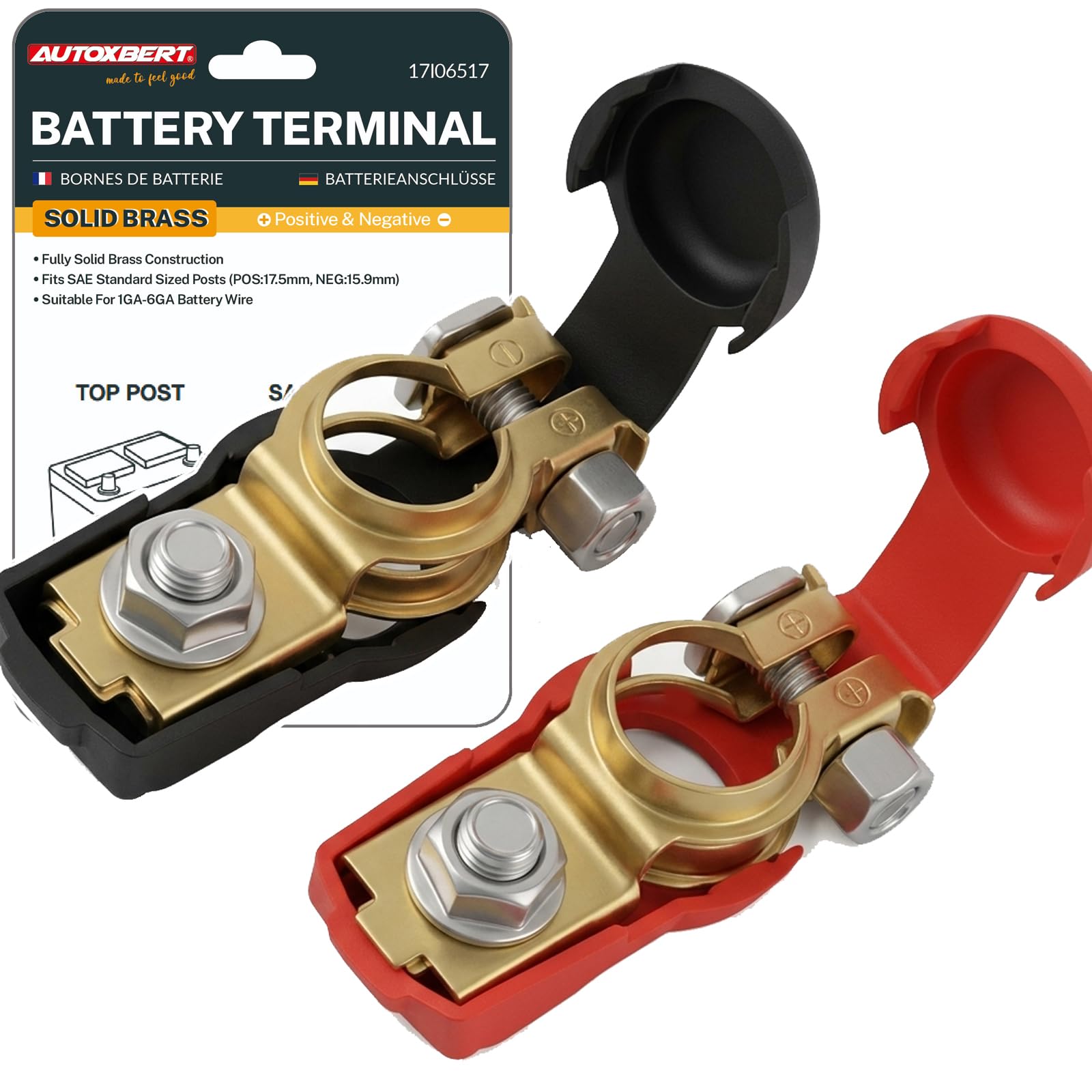 Car Battery Terminal Connector, Top Post Brass Quick Release Battery Terminals Clamps Cap Clips For AutoTruck Caravan-image-17