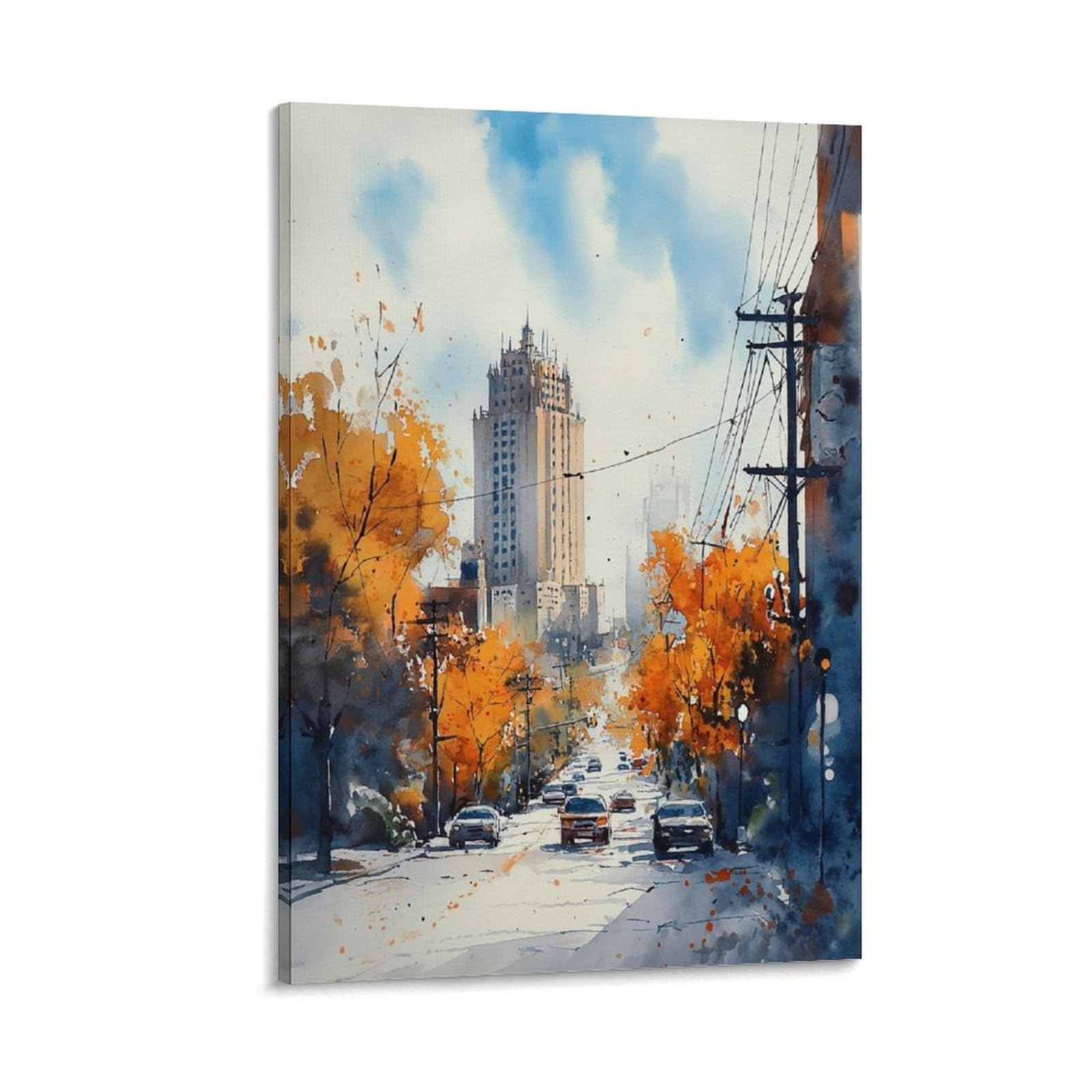 CNAHEIZ WINNIPEG Canada Edition Manitoba 20x30inch(50x75cm) Vintage Travel Poster Watercolor Canvas Art