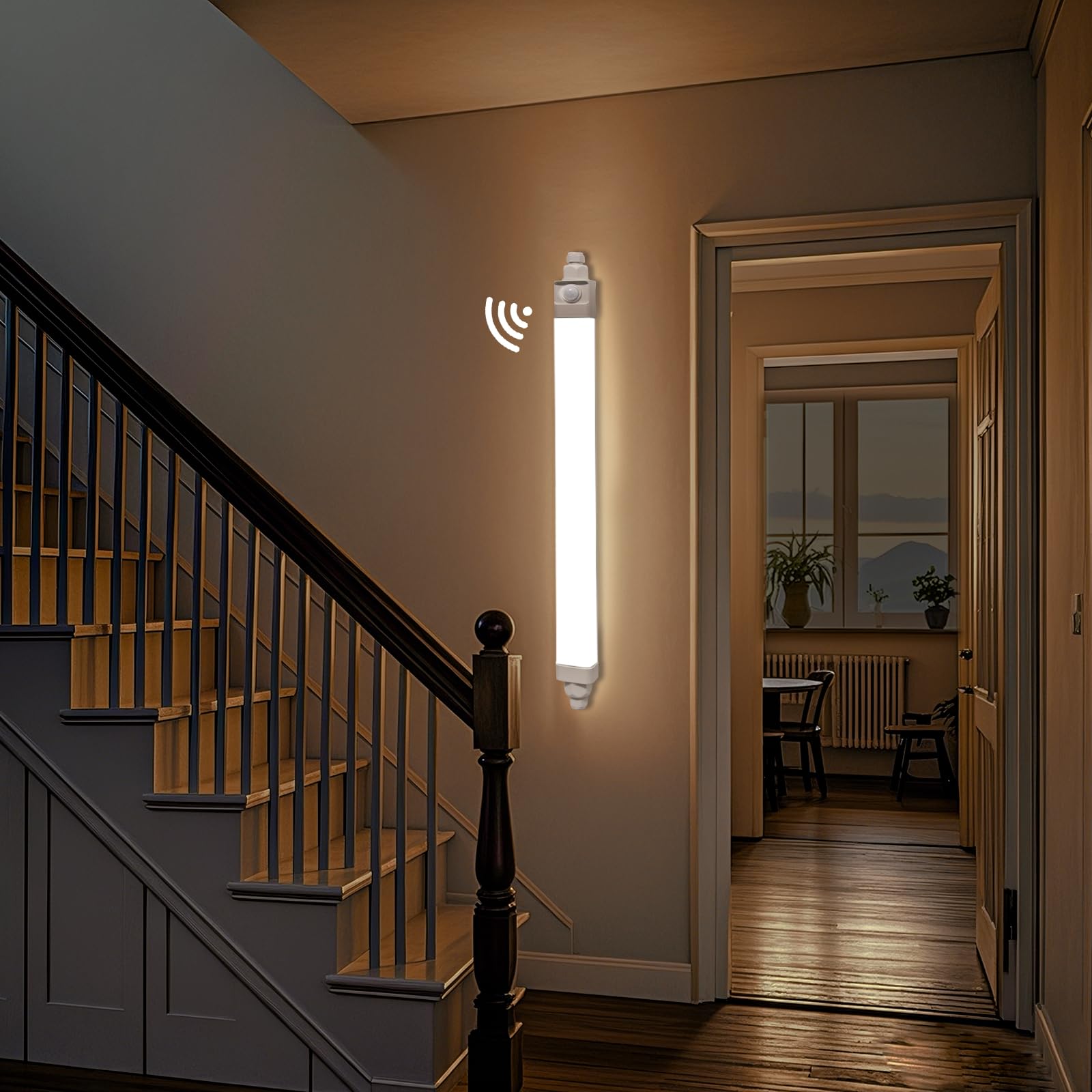 buling 2er Feuchtraumleuchte LED mit Bewegungsmelder, 150CM 45W 4500LM 4000K Neutralweiß LED Wannenleuchte,Verknüpfbar Kellerleuchte Werkstattlampe Wasserfest IP65 für Garage Balkon Keller Flur Treppe