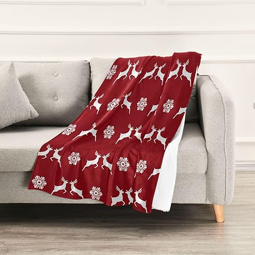 Miniatura 5 de Pattern Christmas Reindeer Snowflakes Soft Flannel Fleece Blanket, Ultra-Soft Holiday Plush Travel Blankets Adults Kids Bed Throws 60x90 Inches