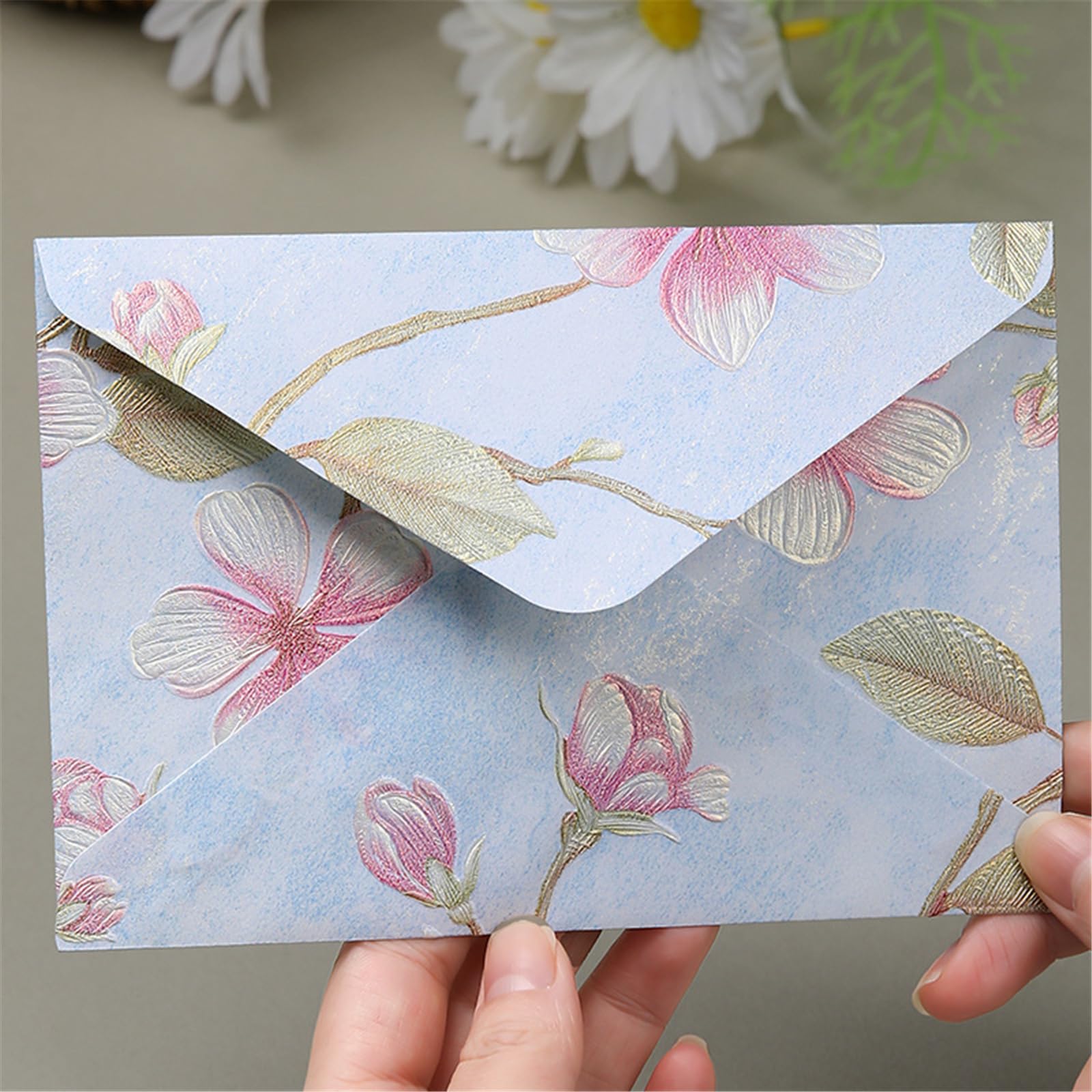 De 10 sobres de sobres plegables de 6x4 pulgadas para invitaciones de fiestas, bodas, tarjetas de Valentín, tarjetas de Navidad y envíos por correo, brocado tradicional Yun
