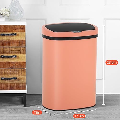 Miniatura 86 de BLKMTY Basurero de cocina de 13 galones de acero inoxidable de 50 litros, cubo de basura automático sin tacto, con sensor de movimiento, con tapa