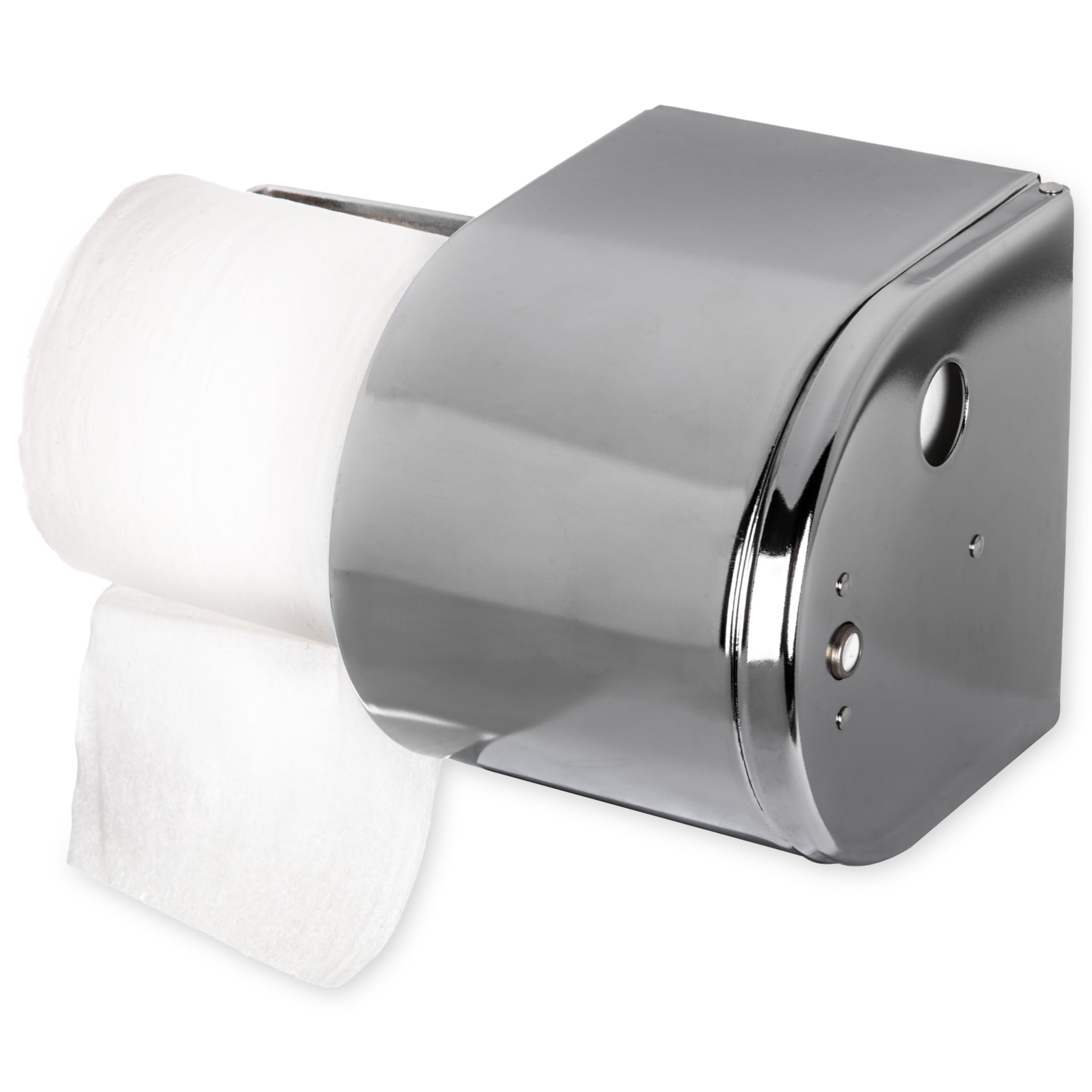 Chrome Covered Reserve Roll Tissue Dispenser by San Jamar – 2 Roll Capacity, Stainless Steel, Chrome, Model R1500XC