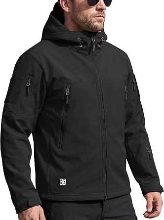 FREE SOLDIER Mens Outdoor Waterproof Soft Shell Hooded Military Tactical Jacket