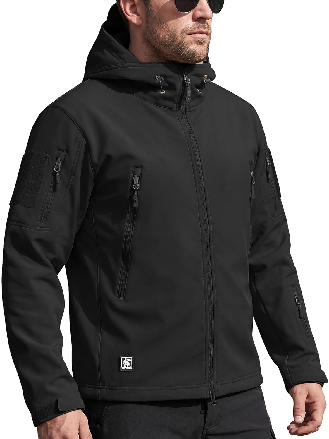 FREE SOLDIER Mens Outdoor Waterproof Soft Shell Hooded Military Tactical Jacket