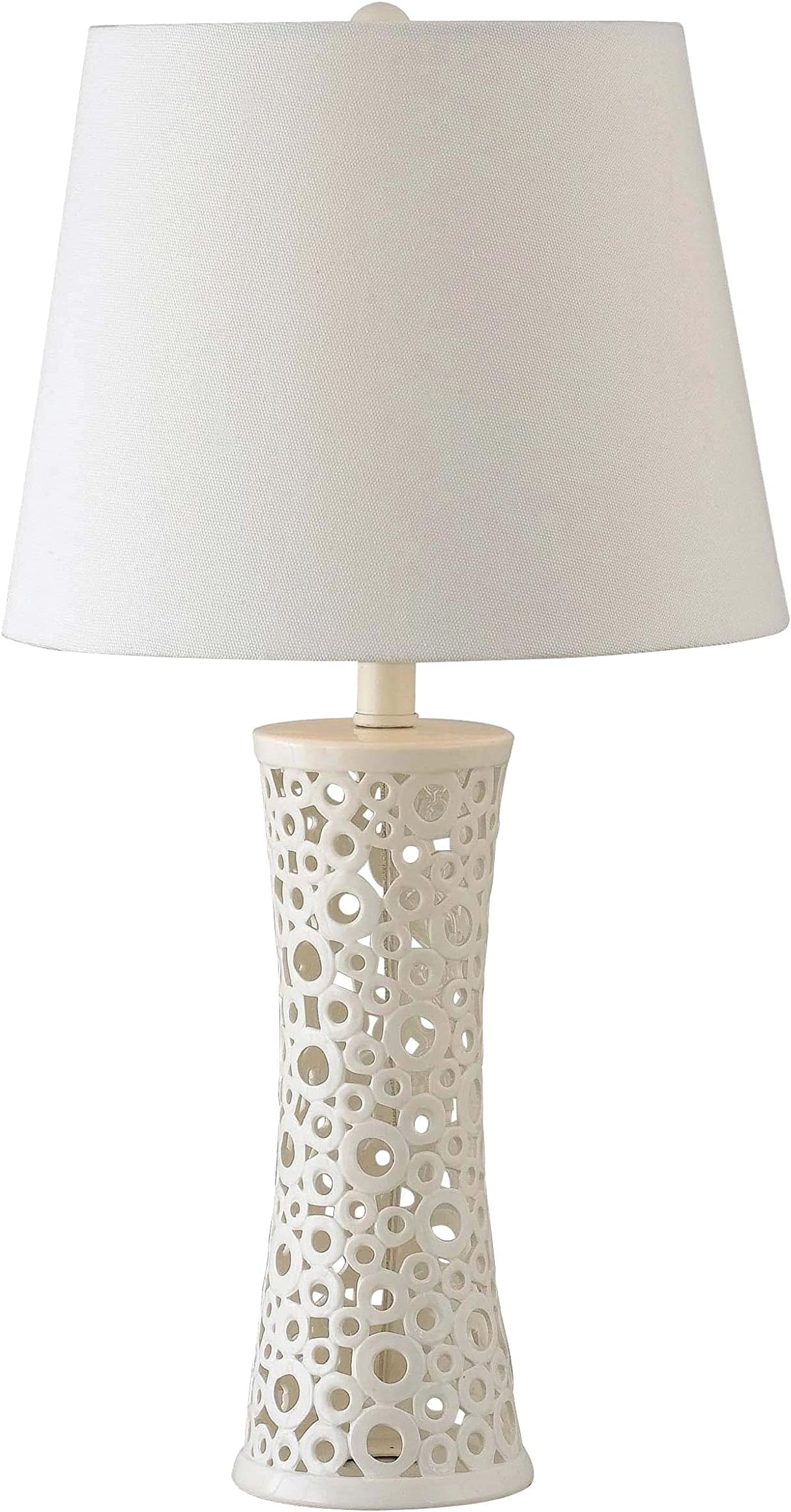 Kenroy Home Casual Table Lamp ,25.5 Inch Height, 13.5 Inch Length, 13.5 Inch Diameter with White Ceramic Finish