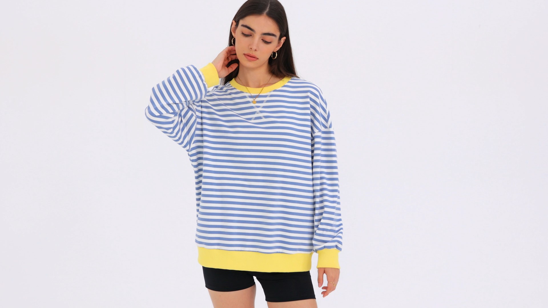 Amazon.com: BTFBM Womens Oversized Striped Sweatshirt Crewneck