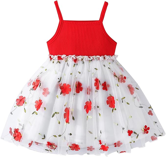 ChuYuKu Toddler Baby Girl Sleeveless Dress Princess Tulle Dresses Summer Outfit for Cake Smash 1st Birthday Gift 6M - 3T