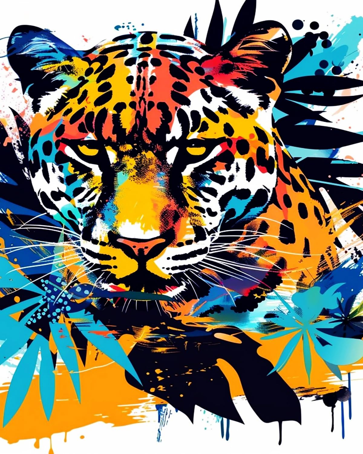 Liubaishi Multicolour Paint By Numbers For Adults, Leopard Gaze, 40X50 Cm, Acrylic On Canvas, With 3 Brushes