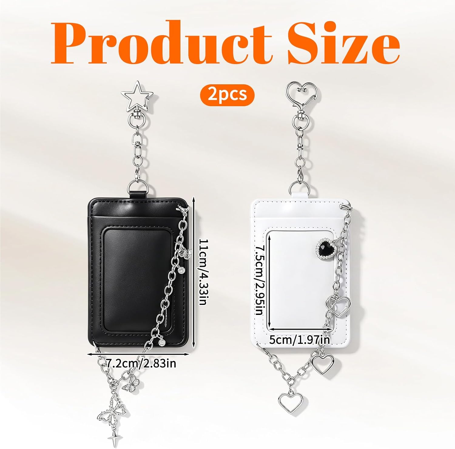 Photocard Holder Keychain with Metal Chain, 2Pcs Photocard Keychain image 2