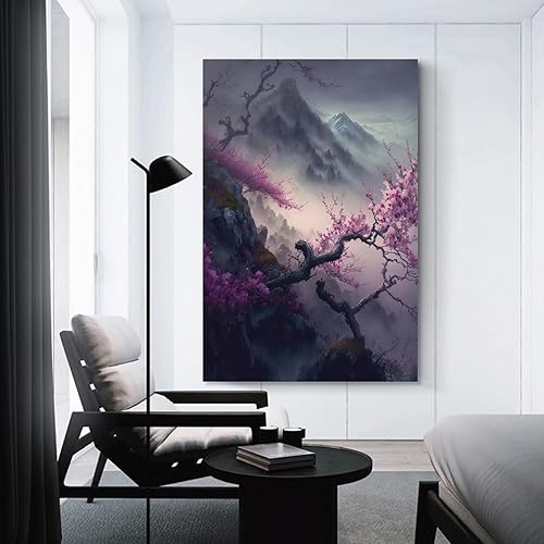 Miniatura 3 de Aimery Lienzo artístico de flor de cerezo para pared, pósteres de regalo, pintura para dormitorio, decoración del hogar, imágenes colgantes sin