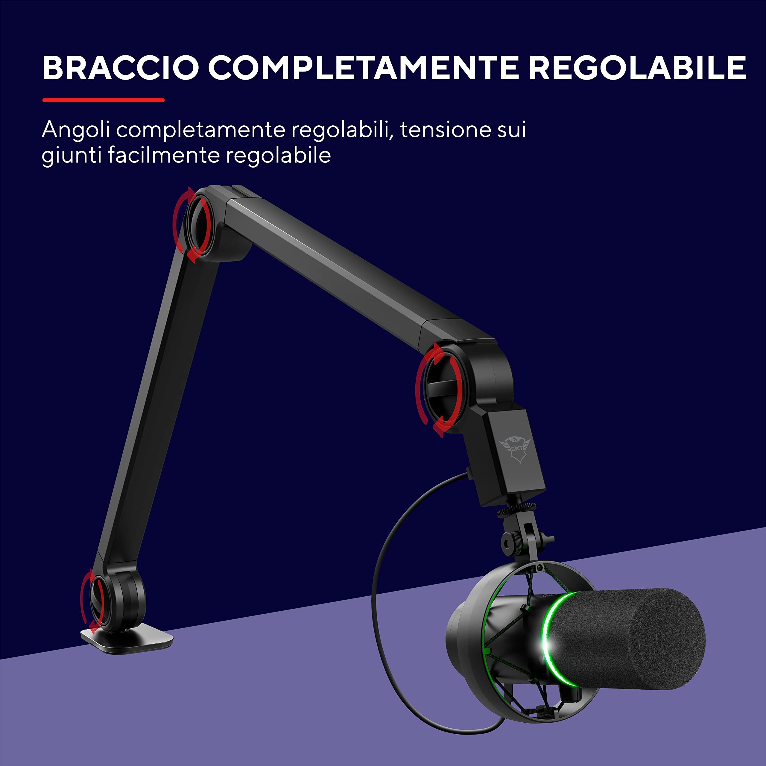 Trust Gaming GXT 255+ Onyx Microfono Professionale con Braccio da Streaming, Microfono USB con Motivo Cardiode, Filtro Pop, Microfono per Gaming, Podcast, ASMR, Registrazione, Trasmissione - Nero