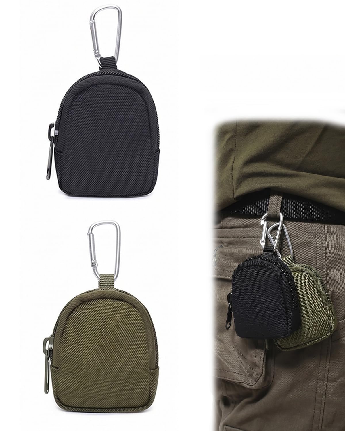 Borsa Addestramento Cane Set 2, Mani Libere con Moschettone, Nero e Verde Militare. Porta Premietti Robusto per Addestramento e Passeggiate Efficaci.