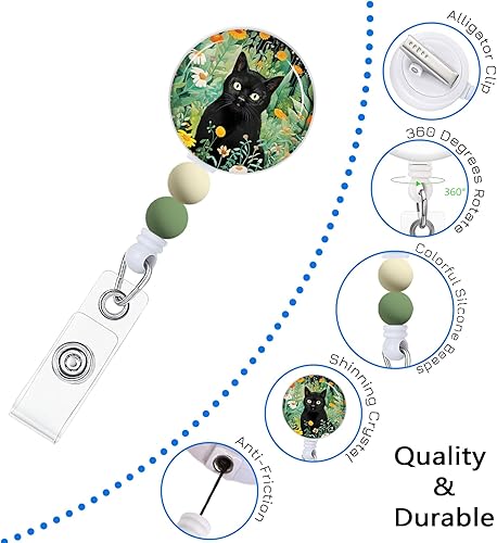 Vista 70 de Immaturus Carrete retráctil con cuentas, lindo y divertido soporte para tarjetas de identificación retráctiles, clips de insignia, llavero para Nave