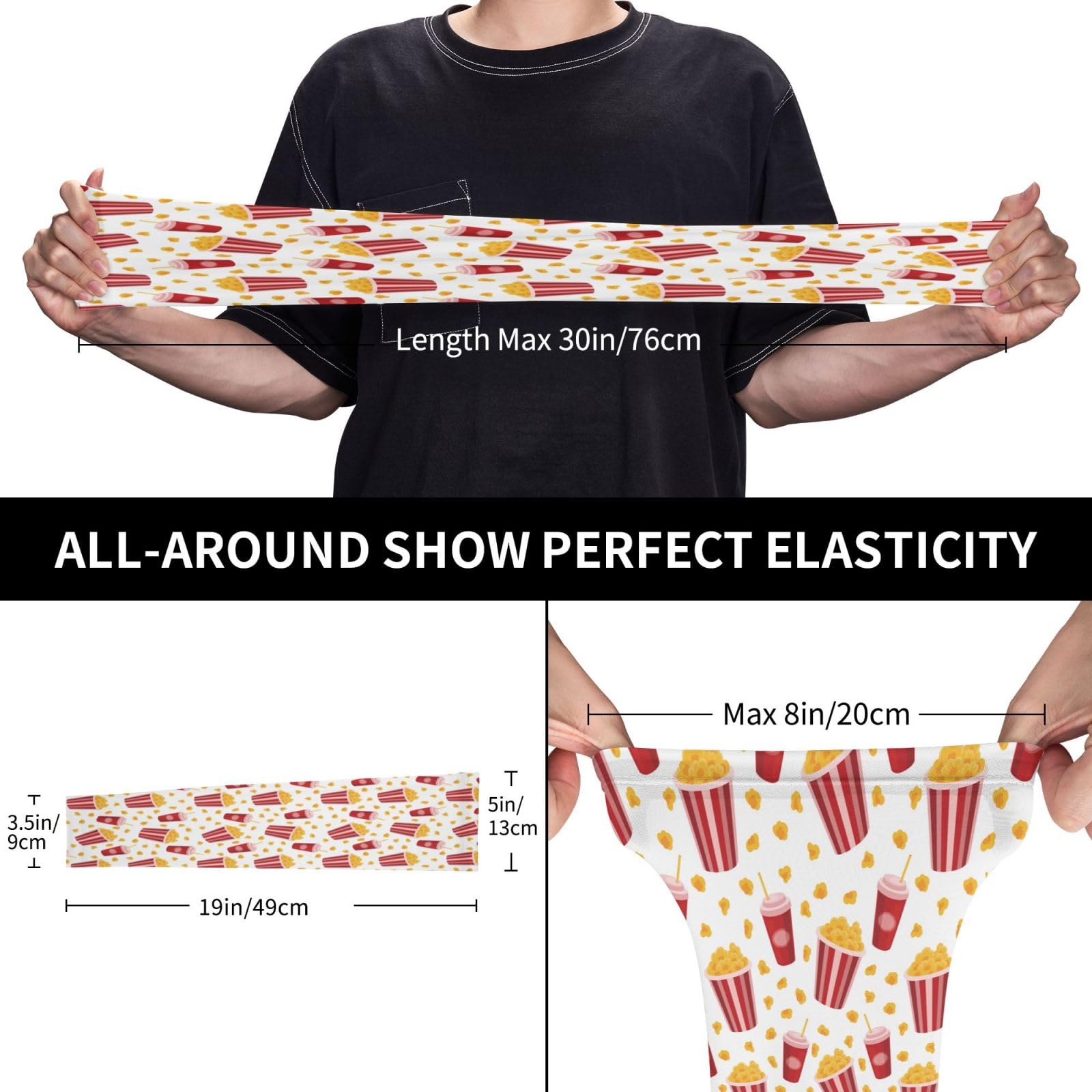 VOSERY Cooling Arm Sleeves for Men Women Uv Protection - Cute Popcorn Drink Tattoo Sleeves to Cover Arms for Women Men, Gardening Sleeves, Compression Sleeves for Women