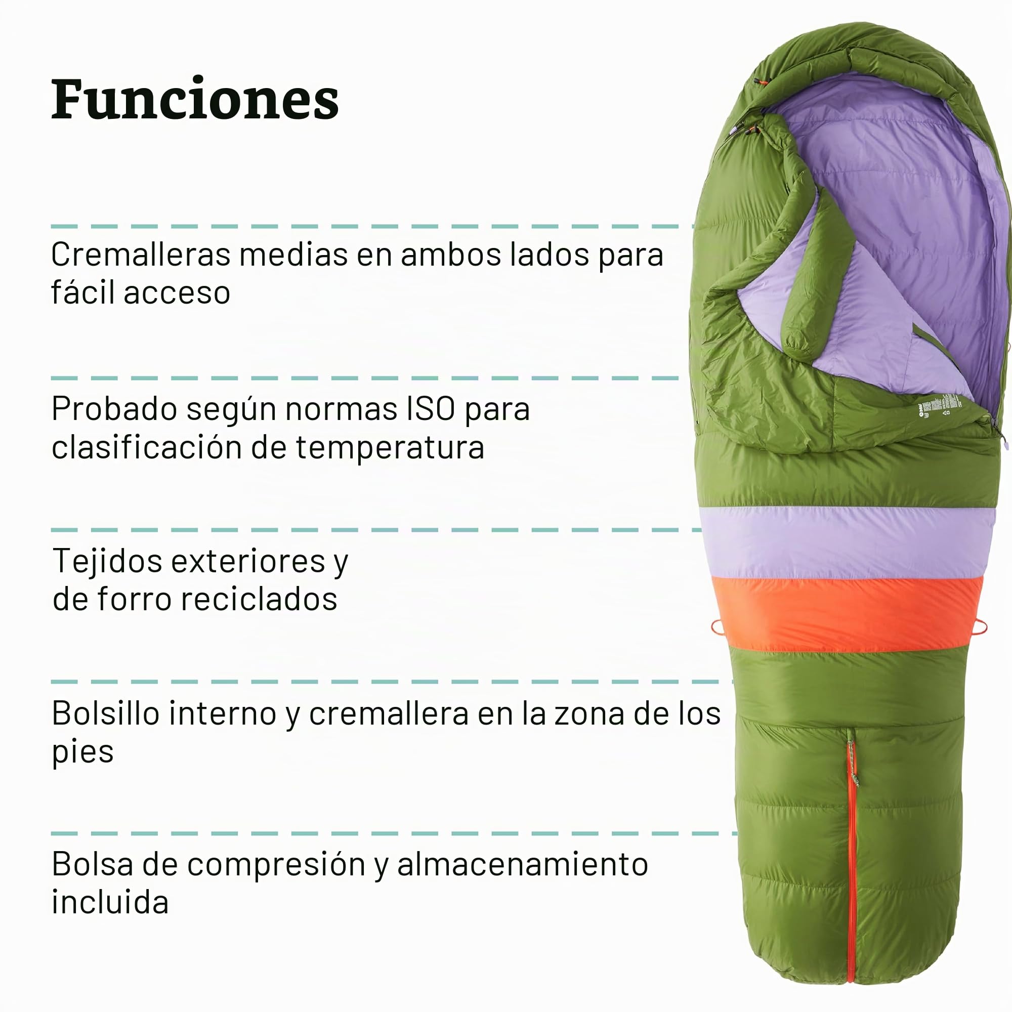 Marmot Women's Angel Fire, Down Adult Mummy Sleeping Bag, 650 Goose Down Filling, Very Light and Warm, Suitable Down to -28°