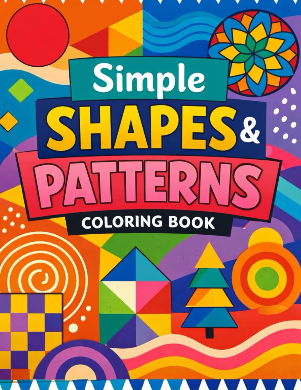 Simple Shapes & Patterns Coloring Book: Relaxing Geometric Designs for Kids and Adults
