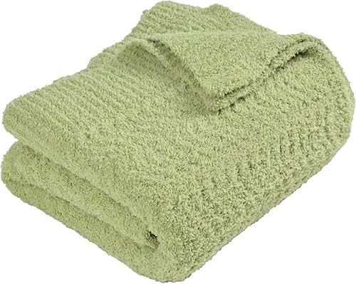 Manta de punto súper suave y cálida para sofá, manta ligera y acogedora de felpa para cama o sofá, 60 x 80 pulgadas, color verde