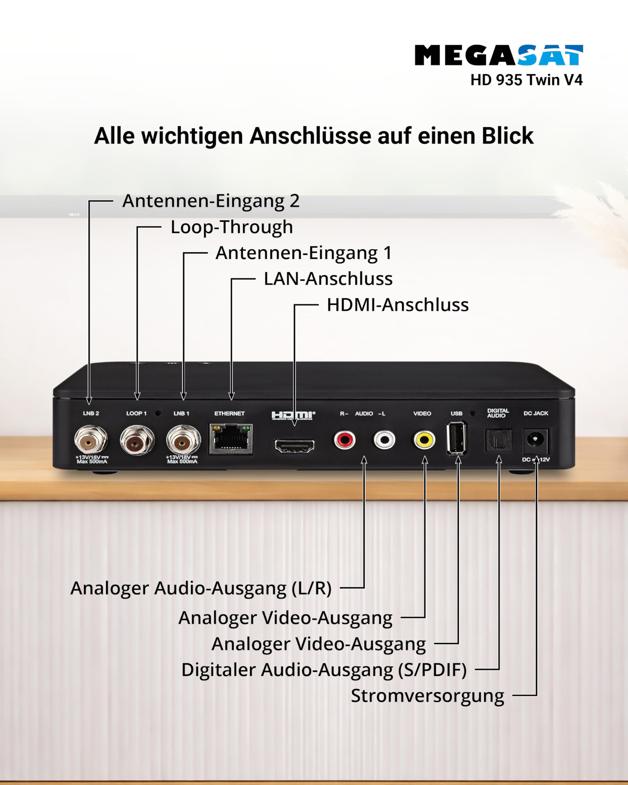 Megasat HD 935 Twin V4 Twin-Sat-Receiver PVR Bluetooth Schwarz 2 Empfänger SAT>IP Client Server
