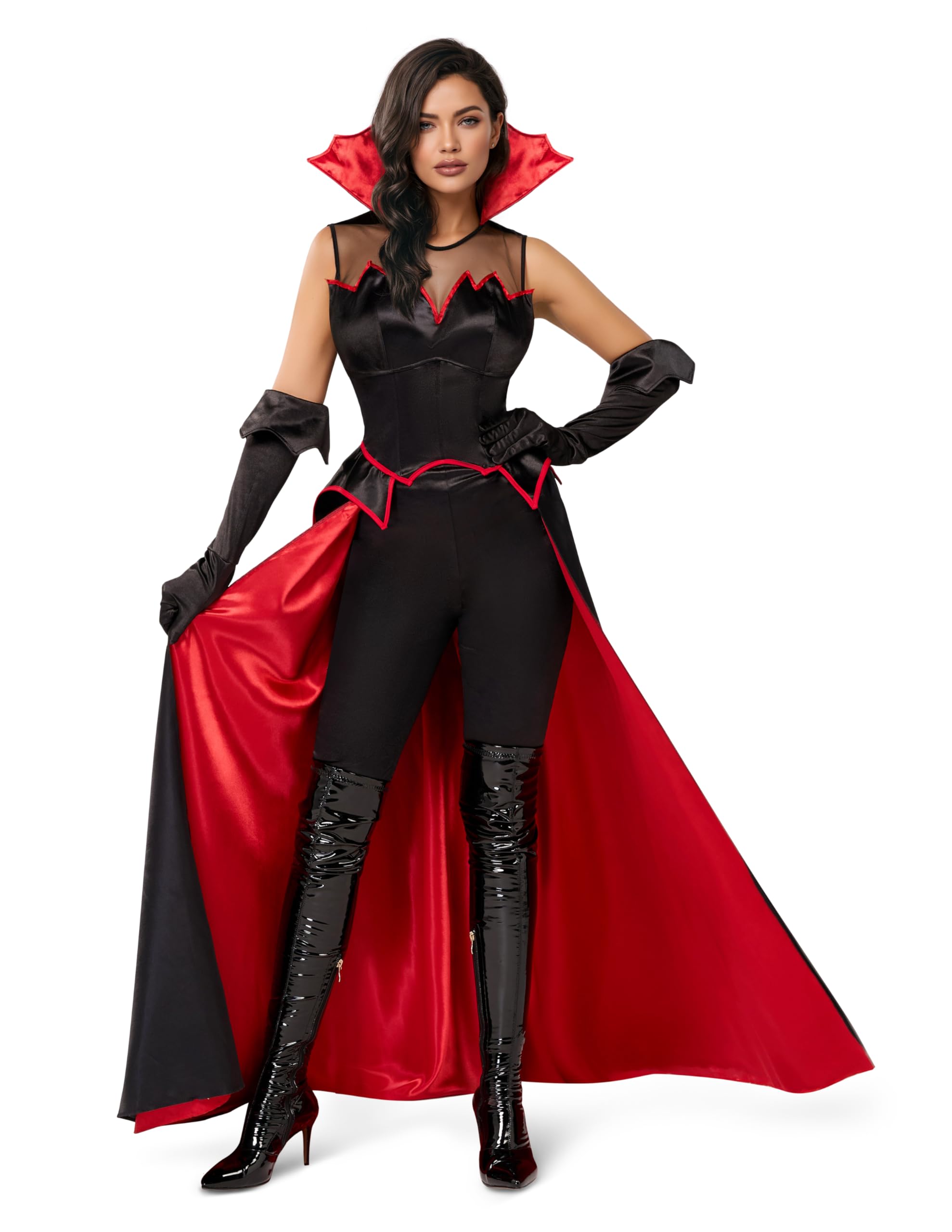 Spooktacular Creations Halloween Vampire Costume for Women Adult Vampire Costume Dress with Gloves for Halloween Costume Party