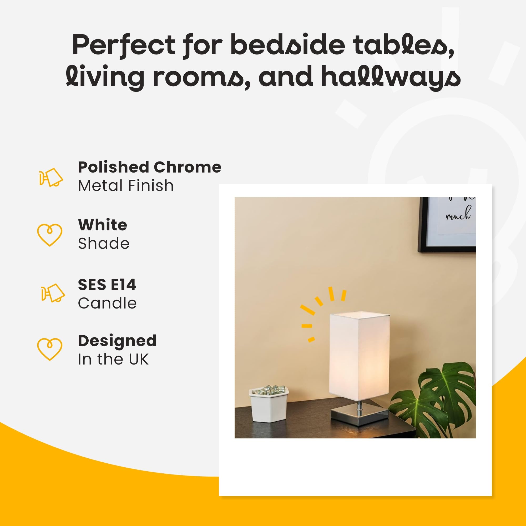 MiniSun Chrome Touch Table Lamp With White Shade