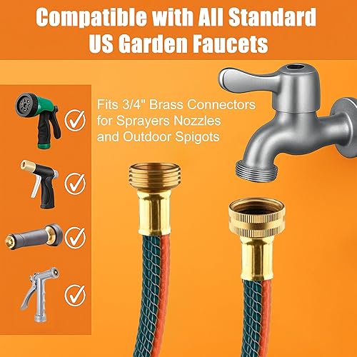 Miniatura 4 de Manguera de jardín duradera para riego manguera de agua sin torceduras y sin fugas, diámetro x 25 pies, tubo de agua resistente a los rayos UV para