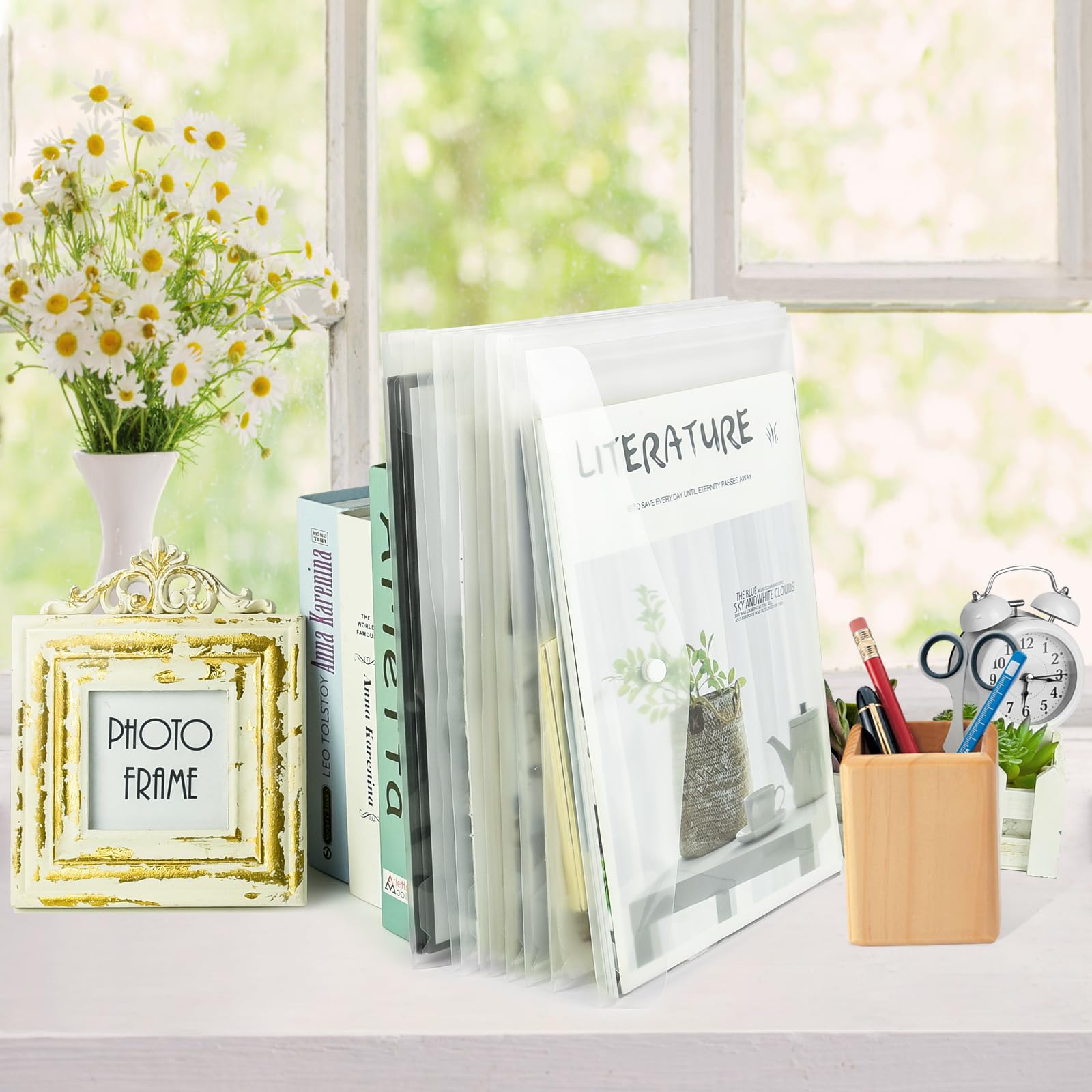 NACHLYNN Confezione da 108 buste in plastica, formato A4, resistenti all'acqua, con chiusura a scatto, cartelle per documenti, buste trasparenti per scuola e ufficio