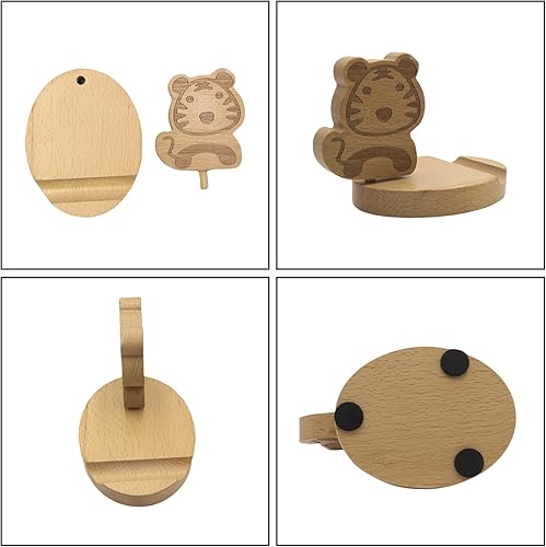 Miniatura 27 de Lindo conejito soporte de teléfono celular soporte de madera animal universal teléfono celular soporte de escritorio para todos los teléfonos