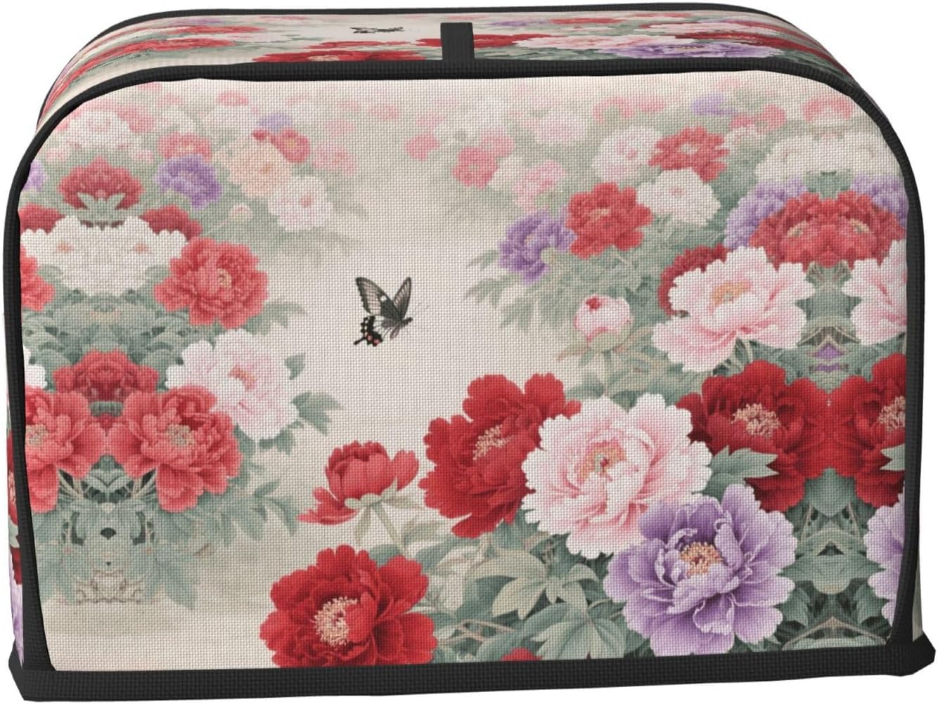 Elegant Peony Toaster Cover 2 Slice, Waterproof Bread Machine Covers with Pockets Universal Size Kitchen Small Appliance Cover with Handle, Dust and Fingerprint Protection
