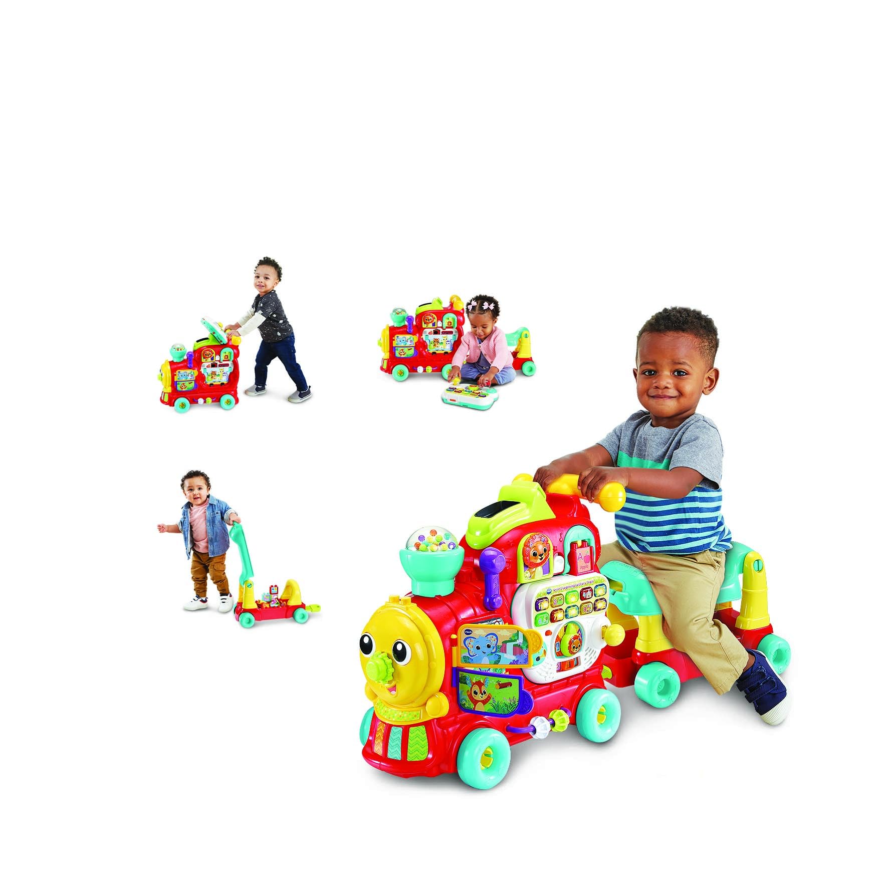 VTech Edo, Maxi Tren para Montar a Caballo, Tren eléctrico y Juguete multiactividad 7 en 1, Juego de Formas con más de 270 Sonidos, melodías y Bloques educativos, Idioma Italiano, Pilas Incluidas,