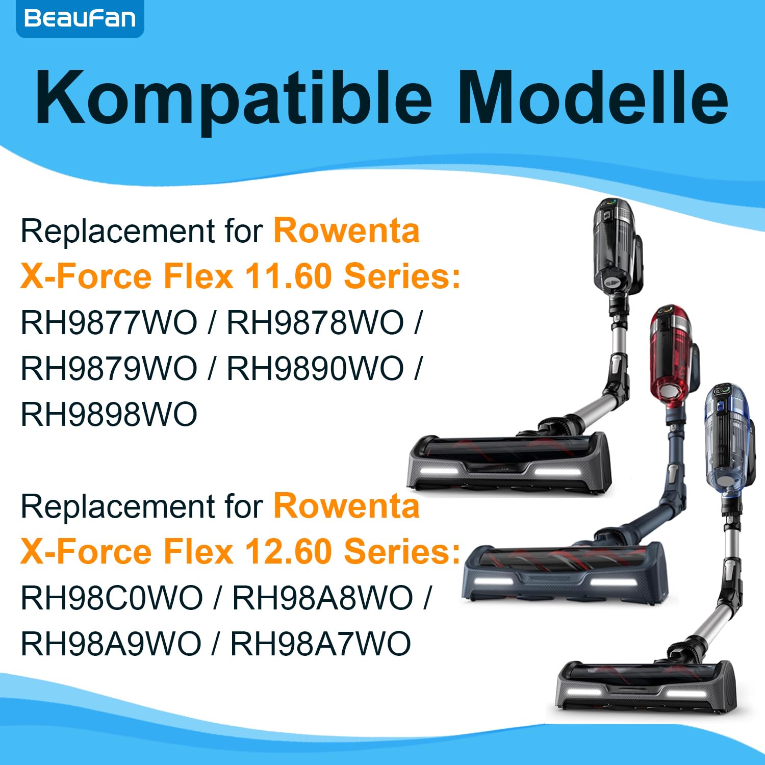 4 filtri aspirapolvere lavabili ZR009007 & ZR009008 compatibili con aspirapolvere Rowenta X-Force Flex 11.60, 12.60, 14.60, 15.60 e gli aspirapolvere wireless Animal RH98 serie e RH99