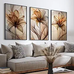Quadro Decorativo Floral Abstrato em Aquarela Elegância e Arte para Seu Ambiente (Preto, 60x90, C/Vidro)