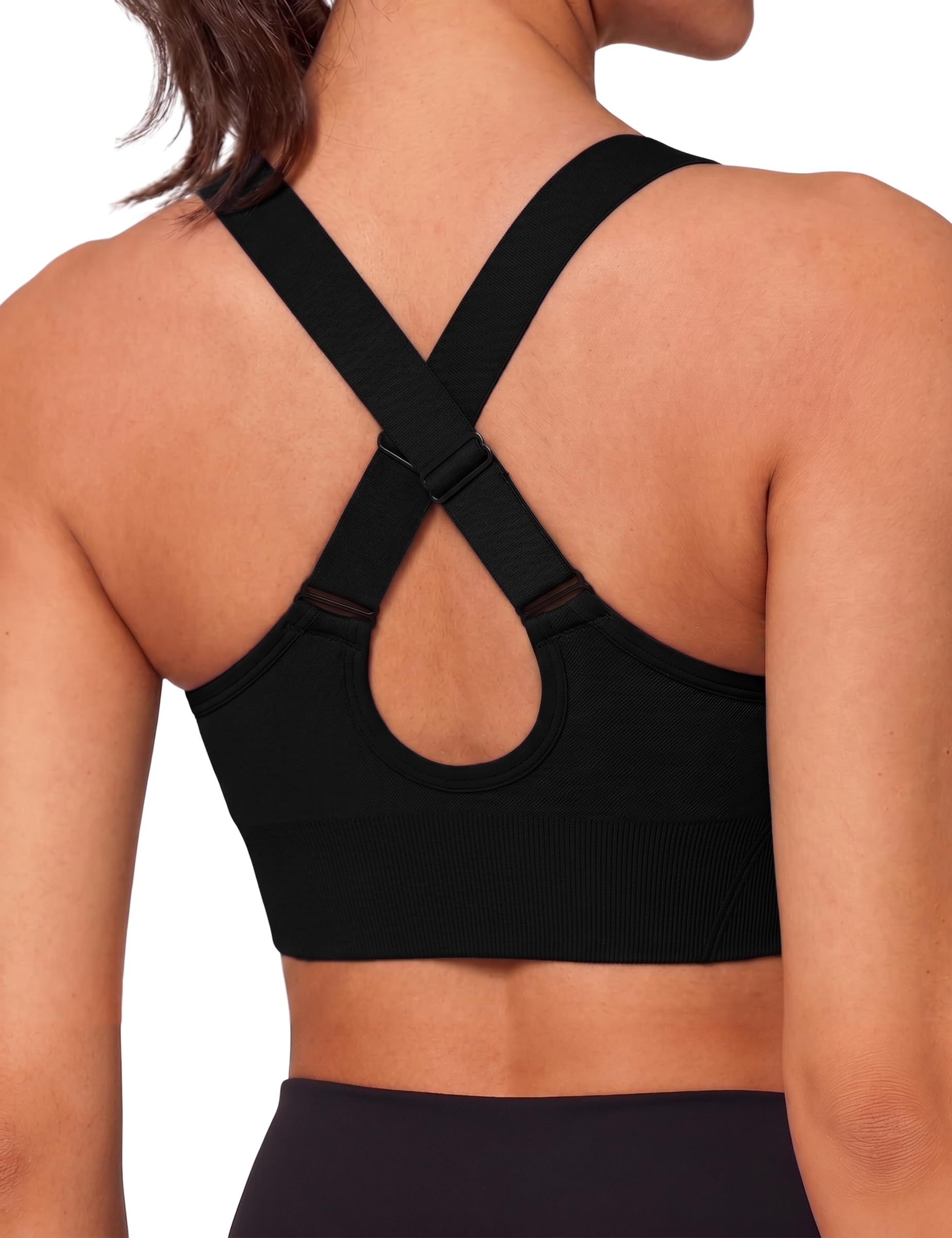 Litherday Sujetador Deportivo Mujer Alto Impacto sin Aros Espalda Cruzada Top Deportivo Yoga Fitness Push Up con Almohadillas Extraíbles S-XXL
