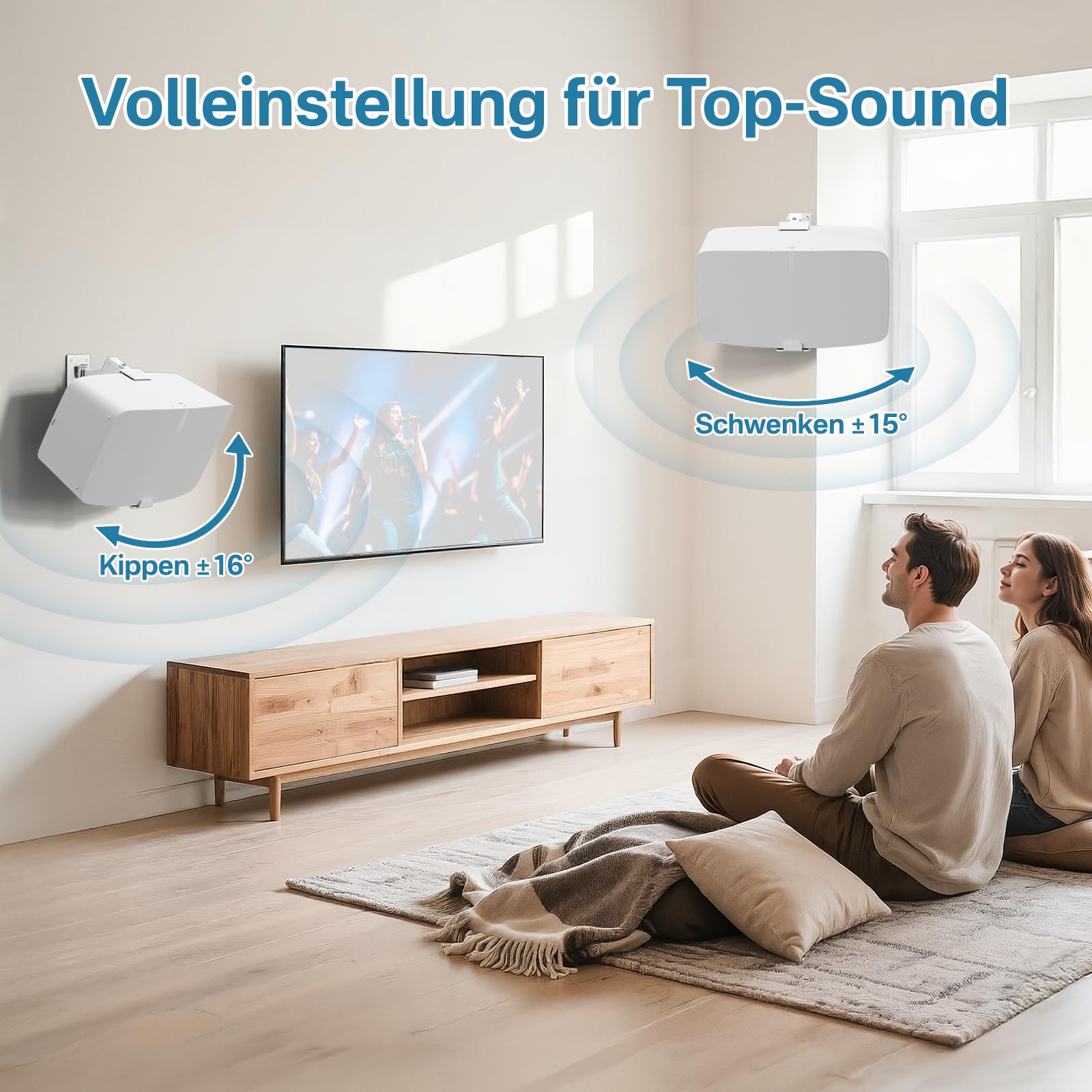 Paire de supports muraux robustes pour Sonos 5 Mount et Sonos Play 5 Mount - Support d'enceinte réglable, inclinable et pivotant pour le support mural Sonos Play 5 Gen 2