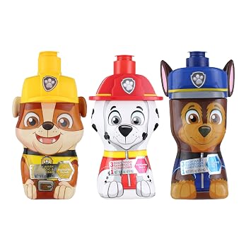 Paw Patrol 3-in-1 Fruit Scented Body Wash, Shampoo, Conditioner | Tear Free, Paraben Free, Phthalate Free | Hypoallergenic | Set of 1 Suprise Pup - Chase, Marshall, OR Rubble | 14oz each