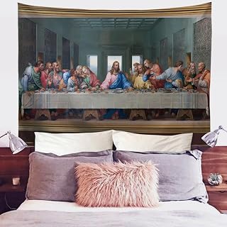 Psesaysky Leonardo da Vinci The Last Supper Tapestry Polyester Cotton Wall Tapestry for Living Room Bedroom Dorm Home Decor Classic Art Tapestry 59 W 39.3H