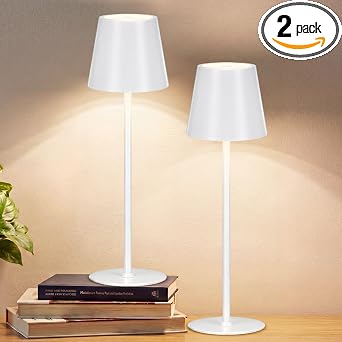 Retisee 2 Pack Cordless Table Lamp Portable Rechargeable Lamp, White