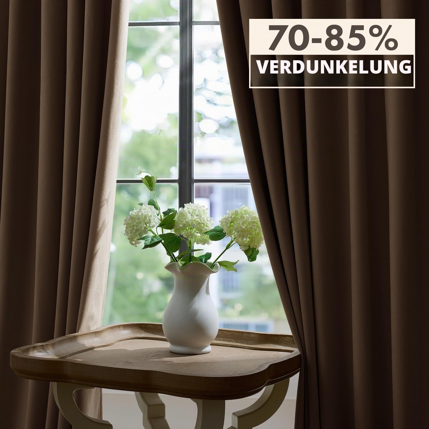Woaboy Samtvorhang mit Kräuselband Blickdichte Vorhänge 140x245 cm Beige | 2er Set Samt Gardinen Deko Schöne Dicke und Schwere Wohnzimmer Schlafzimmer Verdunkelung Thermovorhang
