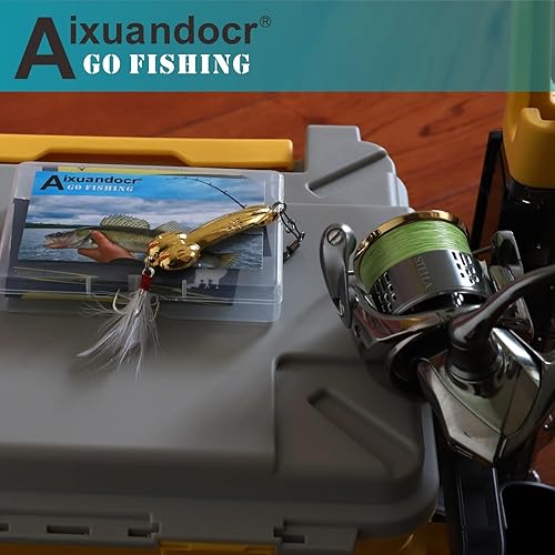 Miniatura 6 de Señuelo de pesca de lubina, cucharas de pesca, señuelos de pesca de superficie con anzuelos de tres puntas, señuelos de pesca de trucha, aparejos de