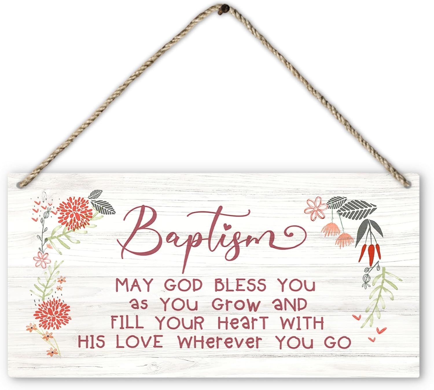5x10 Inch Baptism Christian Religious Bible Verses Wood Plaque Sign Hanging Door Wall Decor,Baptism Gifts For Girl Boy,Christening Gifts For Girls Boys,Christian Baby Gifts Home Decor Accents