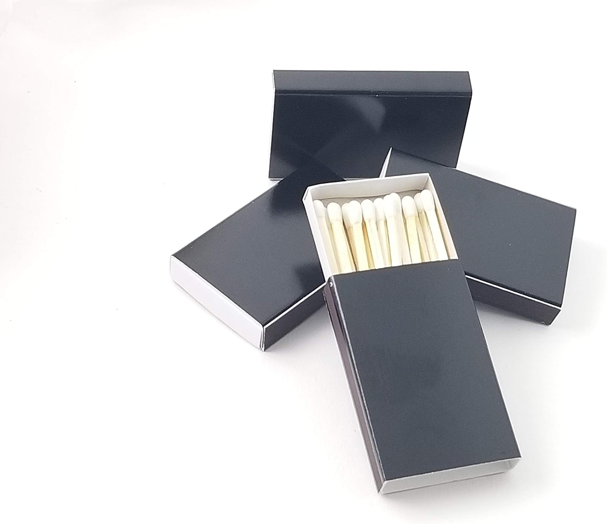 50 Plain BLACK Cover Wooden Matches Box Matches