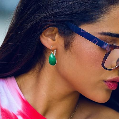 Miniatura 2 de HQFJW Genuine Real Natural Red Ruby Stone Crystal Drop Earrings,S925 Sterling Silver Healing Waterdrop Teardrop Red Quartz Gemstone Statement Drop