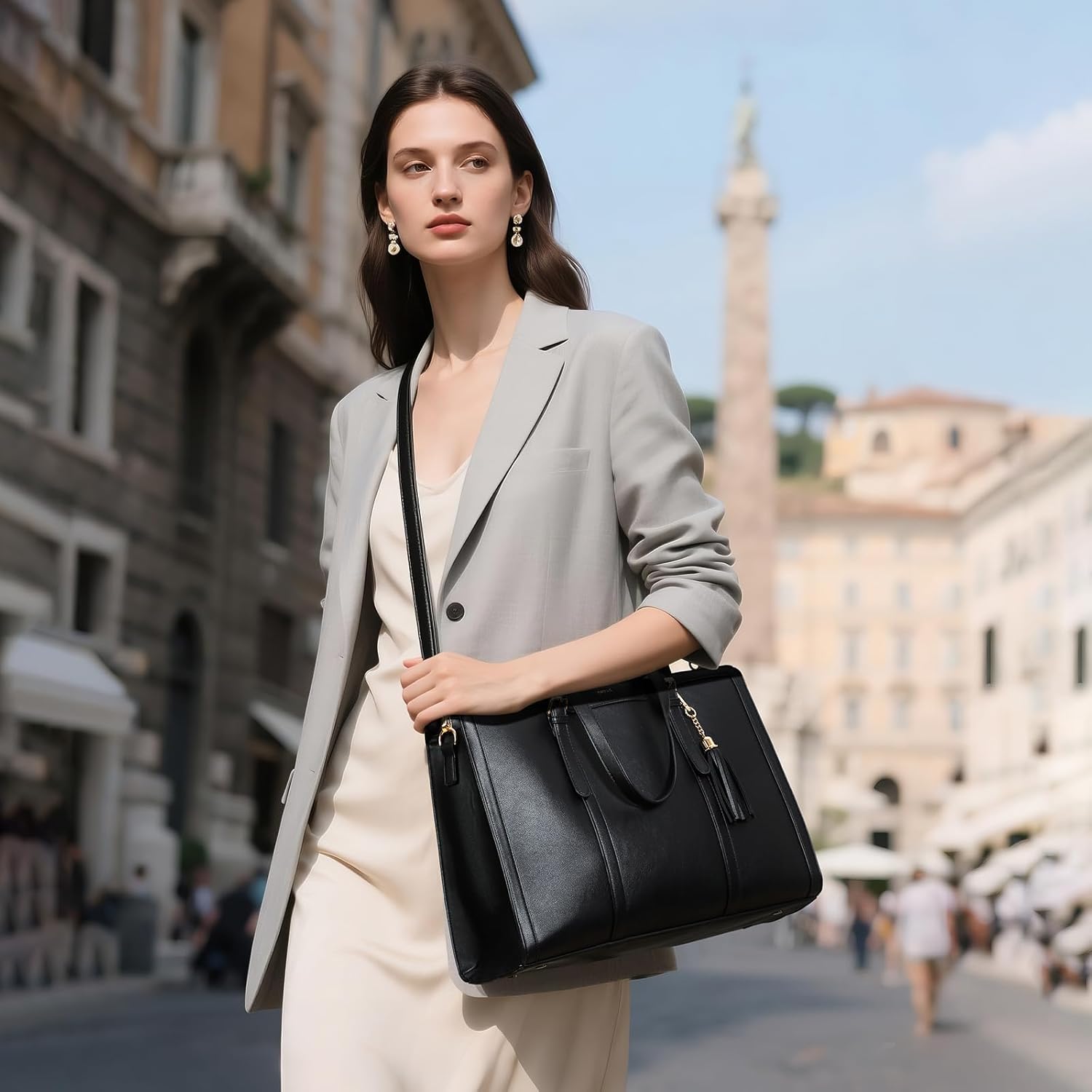 Keyli 4pc Sets Laptop Bag for Women Large Leather Laptop Briefcase with USB Charging Port Computer Shoulder tote Bags Purse - Image 3