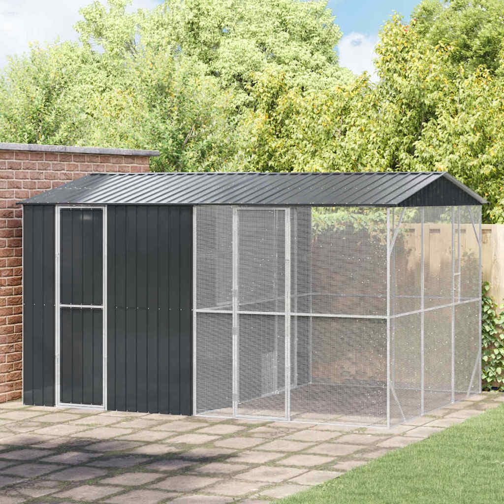 INLIFE Vogelkäfig Anthrazit 430 x 310 x 247 cm Verzinkter Stahl,Tier- & Haustierbedarf,Haustierbedarf,Vogelbedarf,Vogelkäfige & -ständer,Anthrazit,182.8 KG,3325162