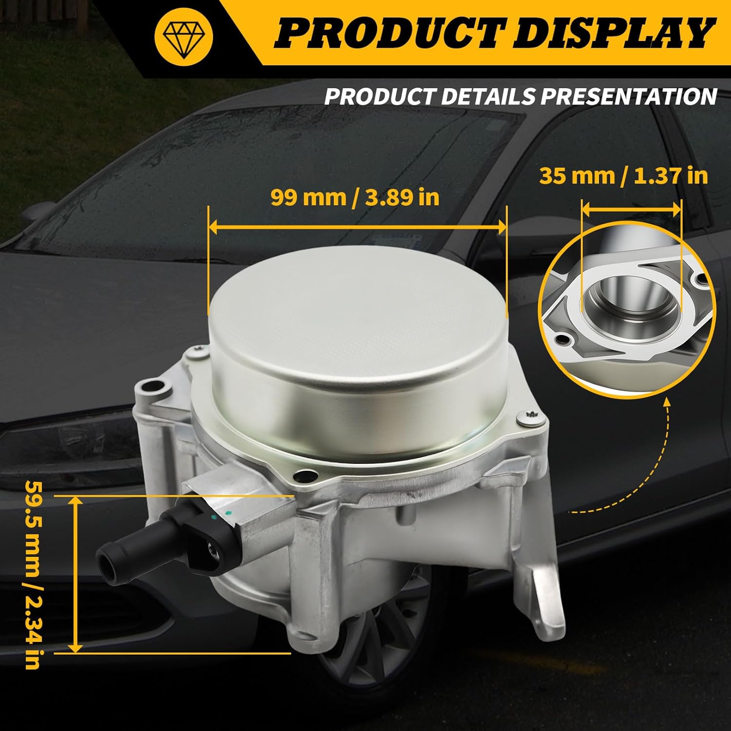 Brake Booster Vacuum Pump Compatible with 2008-2013 2015 A3 2008-2014 GTI 2008-2012 Jetta 2009-2015 CC 2009-2015 Eos Engine 1.8L 2.0L Replace 06H145100AD 06H145100AK