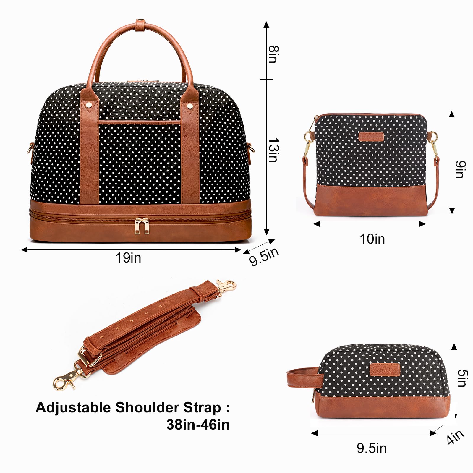 Bolsas de fin de semana para mujer, bolsa de viaje de lona, bolsas de viaje grandes para mujer, bolsa de lona con compartimento para zapatos, perfecto para viajes o uso diario, juego de 3 piezas