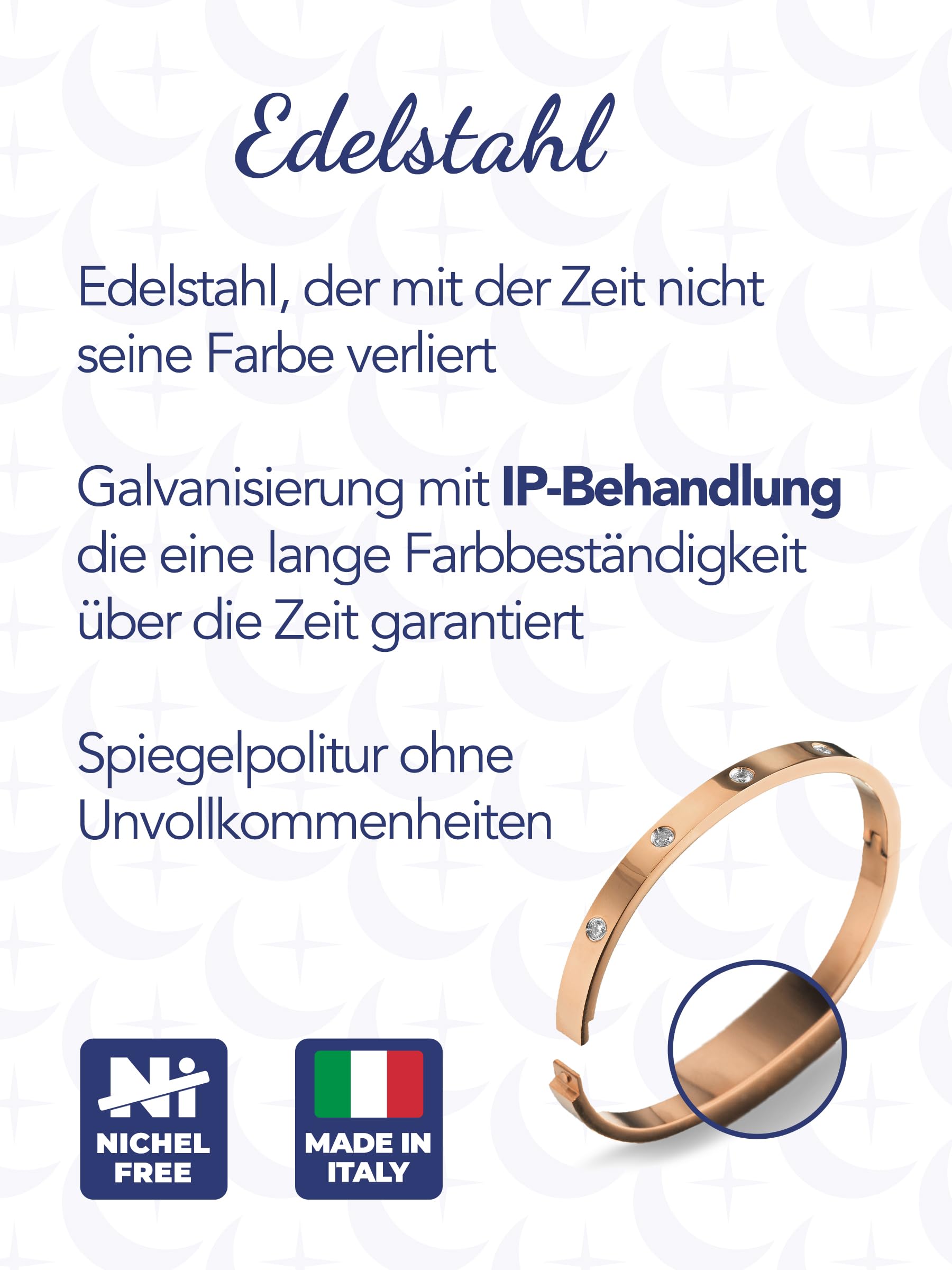 inSCINTILLE Schmuck Damen Armreif Edelstahl Zirkonia einfache Stil Liebe Armband 4/6/8mm mit Schließe Armspange Gravur, Gold/Silber/Schwarz, Inklusive Geschenkbox